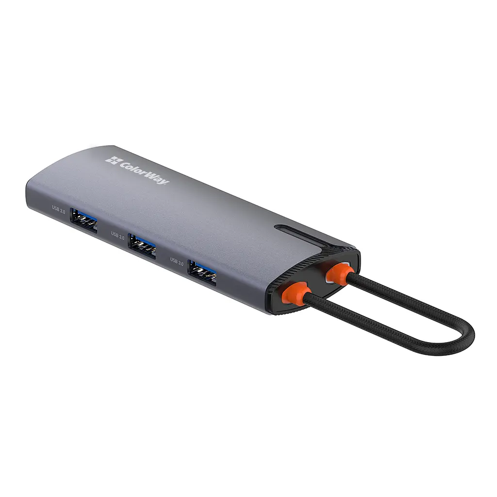 Порт-реплікатор ColorWay Docking Station USB-C 6-в-1 Type C PD 100W/USB3.0х3/USB2.0/RJ45 (CW-HUB03) - фото 2