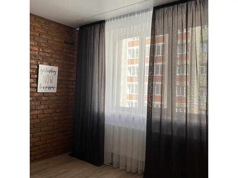 Штори з легкого льону шоколадного кольору на тасьмі 2шт. 150х270и ALBO pbe0052571 - фото 8