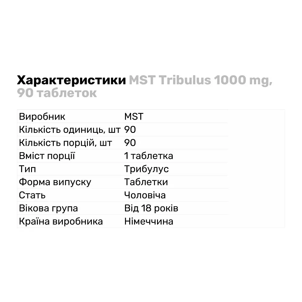 Стимулятор тестостерону MST Tribulus 1000 mg, 90 таблеток - фото 2