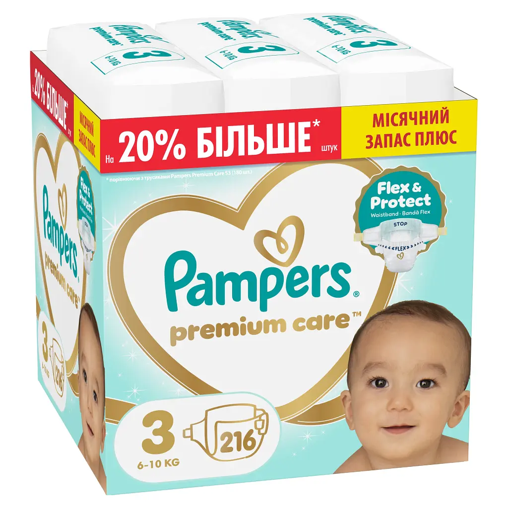 Підгузки Pampers Premium Care Розмір 3 (6-10 кг) 216 шт (8006530223539)