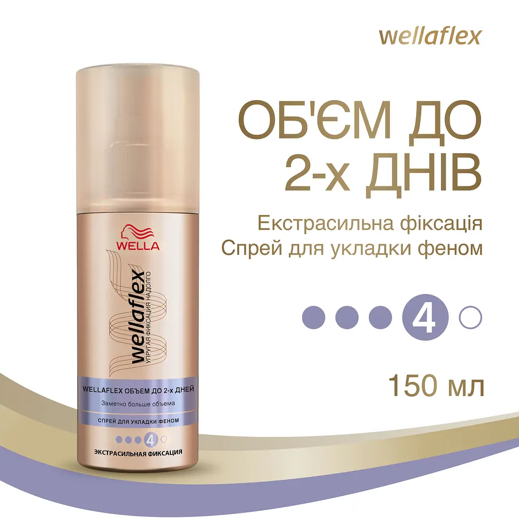 Спрей для укладки феном Wellaflex Объем до 2-х дней Экстрасильной фиксации, 150 мл - фото 2