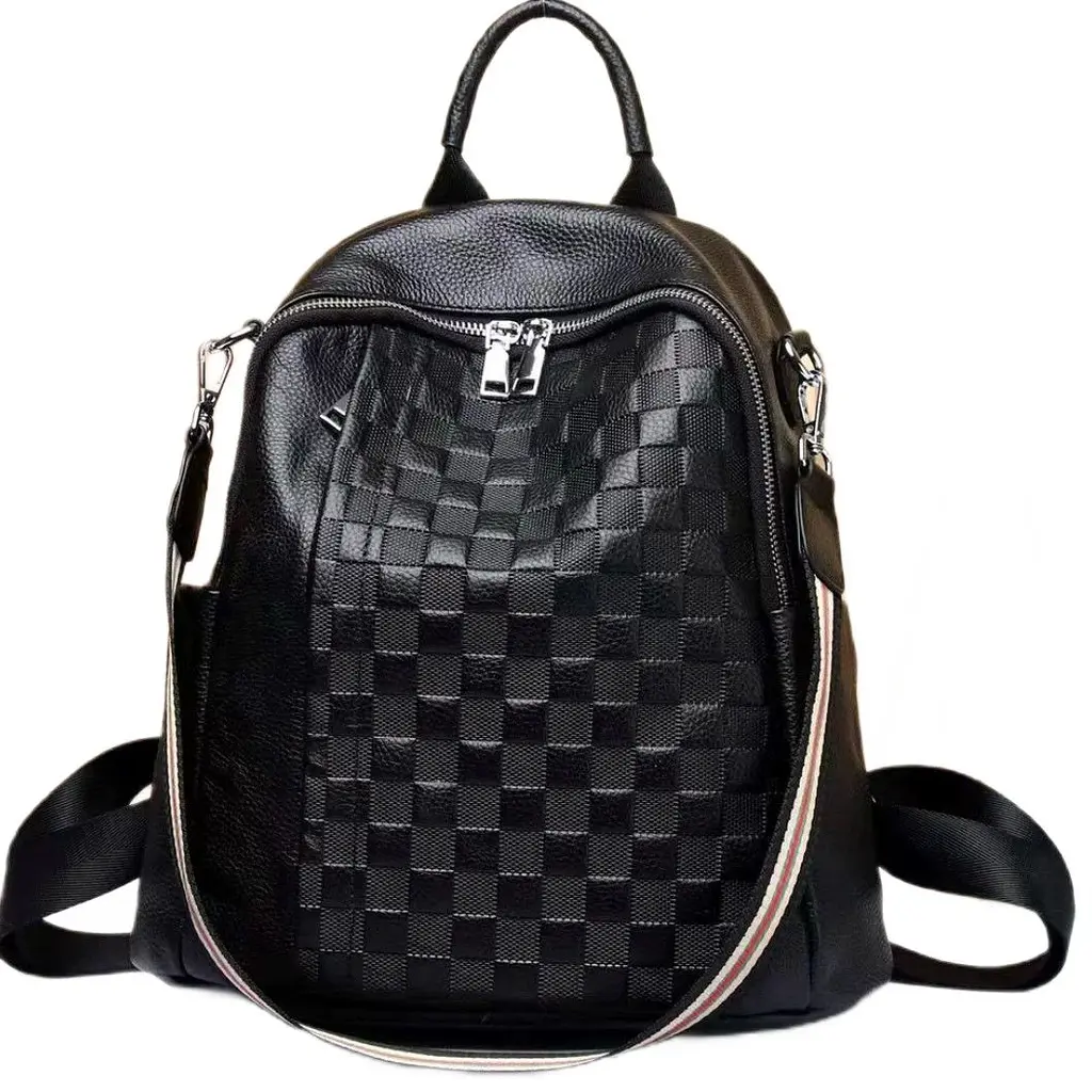 Шкіряний жіночий рюкзак з тисненням 42147 Tiding Bag чорний - фото 8