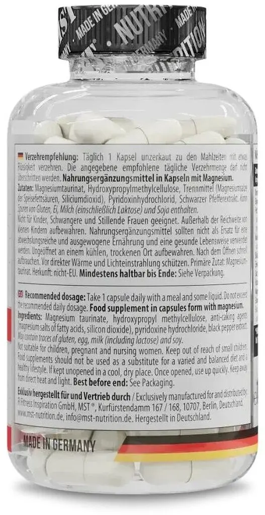 Магний таурат и витамин В6 MST Magnesium Taurate + Vitamin B6, 120 капсул для поддержки нервной и сердечно-сосудистой системы - фото 2