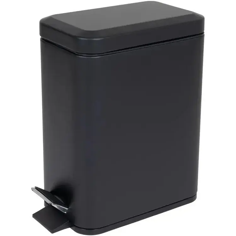 Відро для сміття Zerix Sansa-TC0105 5 л з плавним закриттям прямокутне Black ZX5894, Чорний матовий