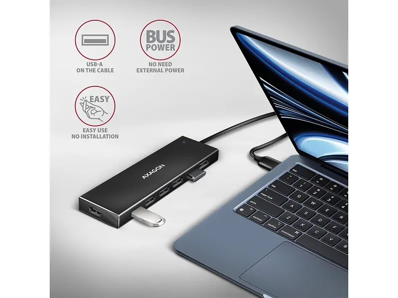 Мультипортовий адаптер AXAGON SuperSpeed Flat USB-A Black (HUE-F7A) - фото 6