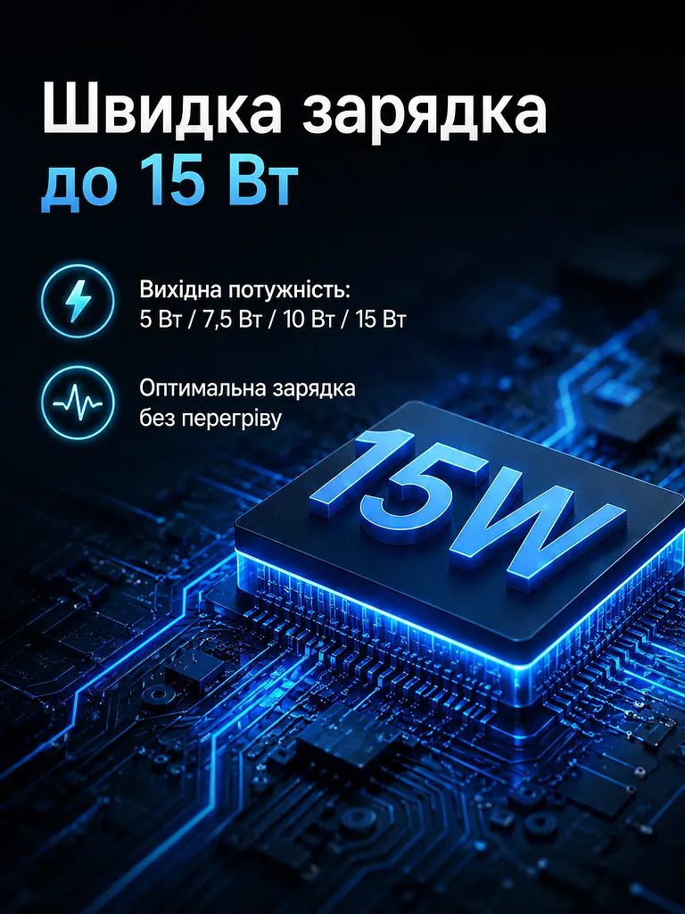 Бездротова зарядна станція 3 в 1 15 W для iPhone, Apple Watch і AirPods чорна (49675896) - фото 4