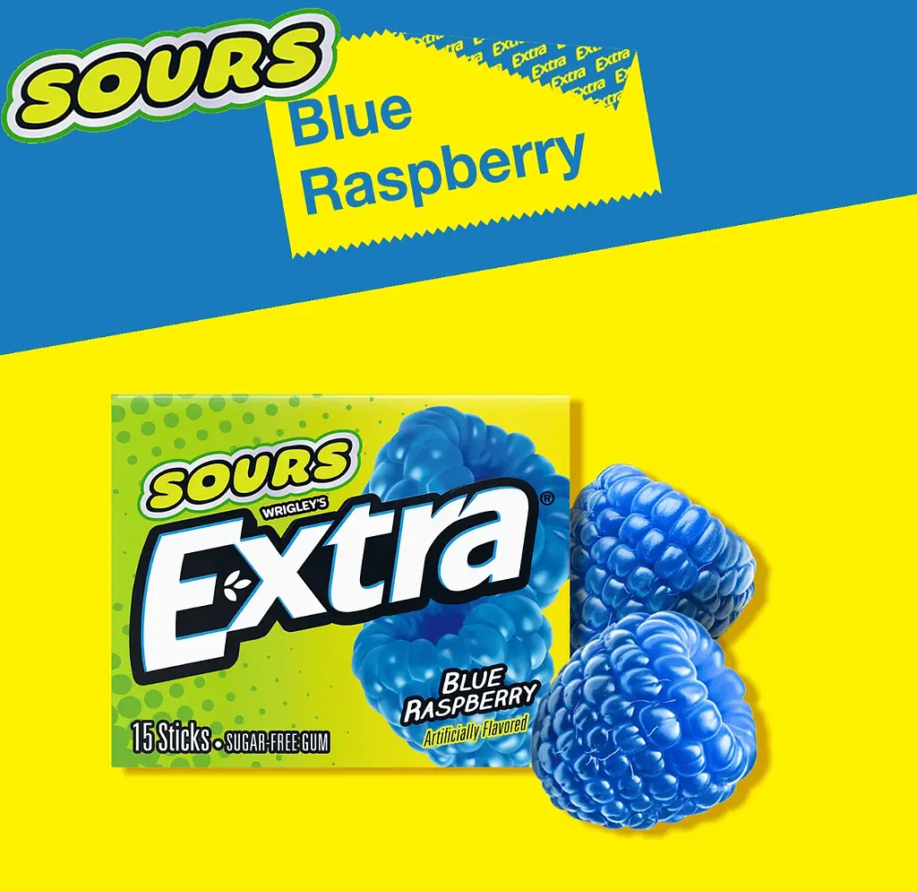 Жувальна гумка Extra Sours Blue Raspberry Sugar Free Chewing Gum 15 стіків - фото 3