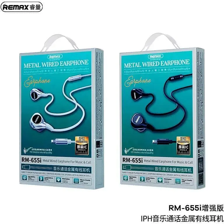 Навушники Remax RM-655i Lightning Metal Wired Earphone for Music & Call чорні - фото 4
