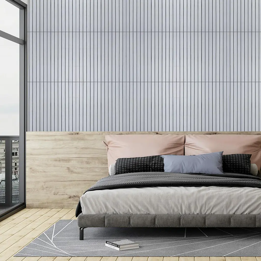 Покриття настінне вінілове 3D рейки Sticker Wall 600х600х2 8мм Білий графіт SW-00002193 - фото 6