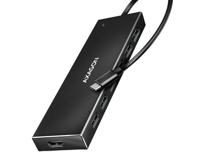 Мультипортовий адаптер AXAGON SuperSpeed Flat USB-C Black (HUE-F7C)