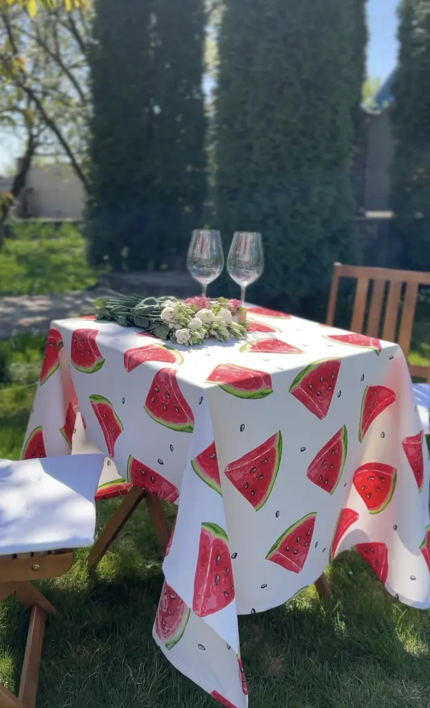 Водовідштовхувальна Скатертина Принт Кавуни 220х140 см (+ 4 серветки 30х40) - фото 3