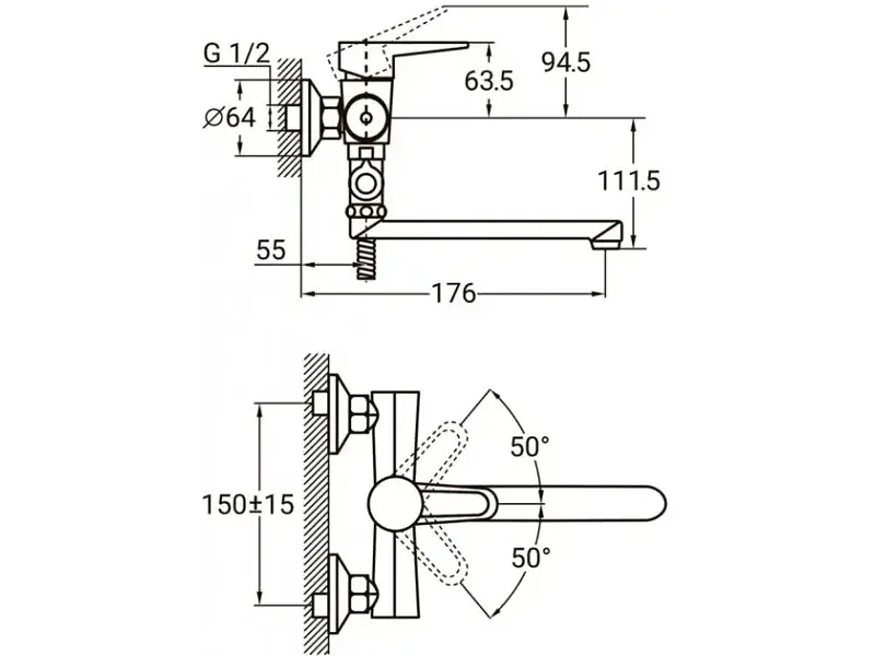 Змішувач для ванни Aquatica HL-3C130C - фото 6