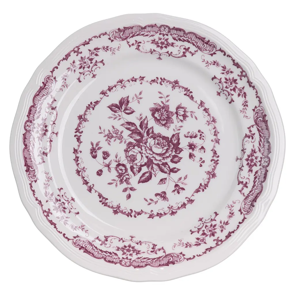 Столовый набор посуды тарелок 16 штук на 4 персоны Bissi фарфоровый Розовый Yiwu YY78-2A - фото 6