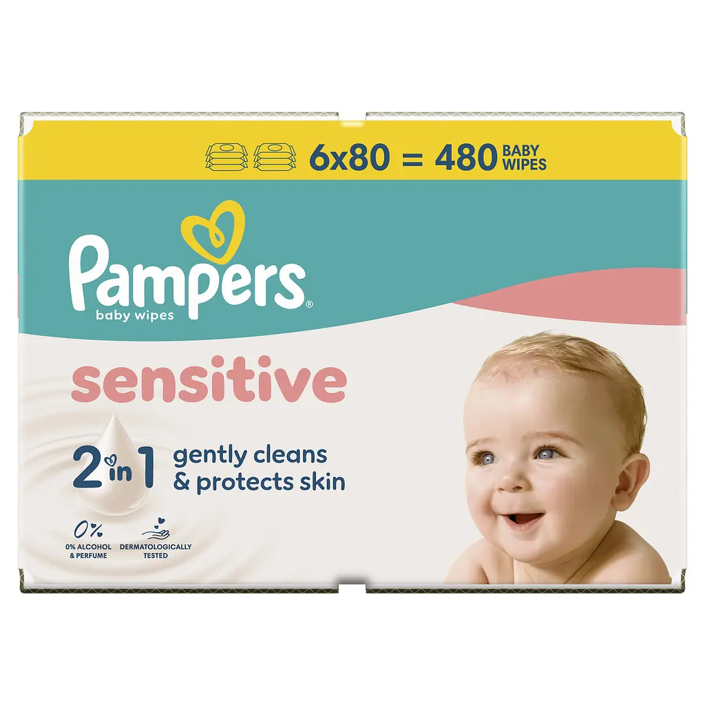 Уцінка. Набір дитячі вологі серветки Pampers Sensitive 480 шт.  - фото 2