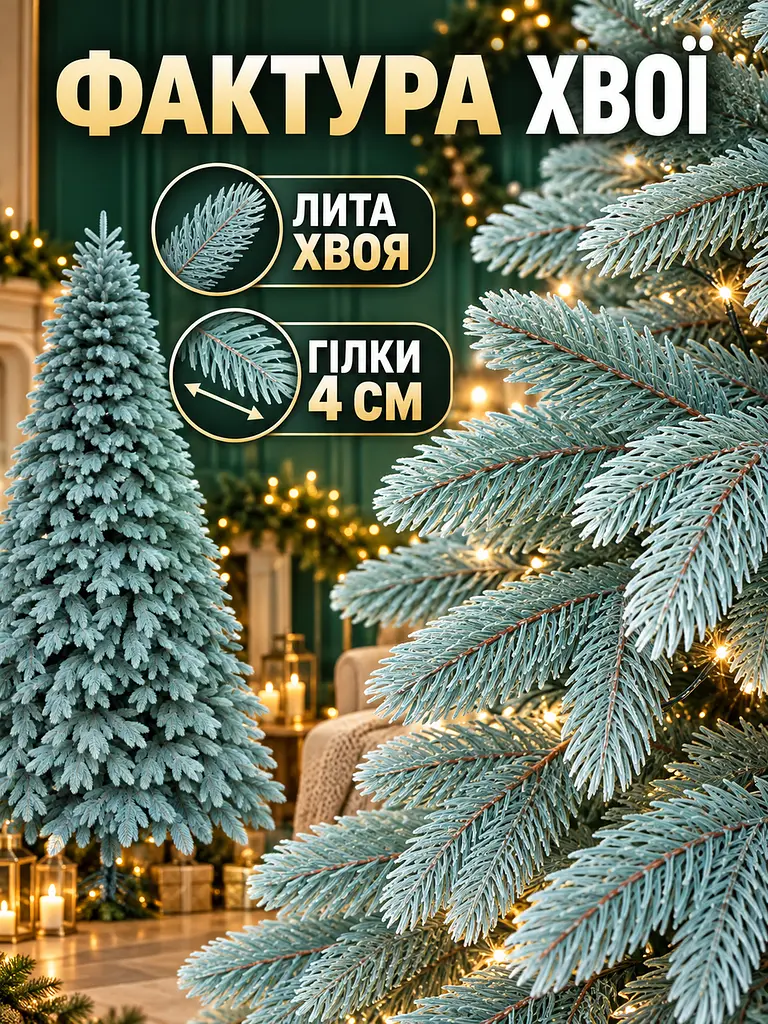 Лита штучна ялинка YaLINKA ШБ23 Бескиди 230 см на металевій підставці, блакитна (49676463) - фото 4