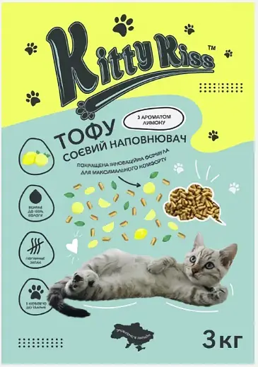 Наповнювач для котячого туалету Kitty Kiss Tofu соєвий тофу з ароматом лимона 3 кг KK8243 - фото 2