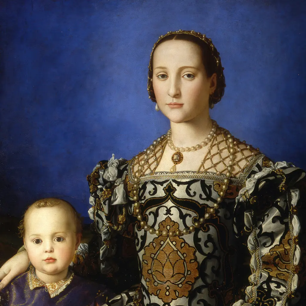 Інтер'єрна картина Портрет Елеонори Толедської, Бронзіно, Bronzino, Portrait of Eleonora di Toledo, інтер'єрний декор, 75×60 см (id6964) - фото 5