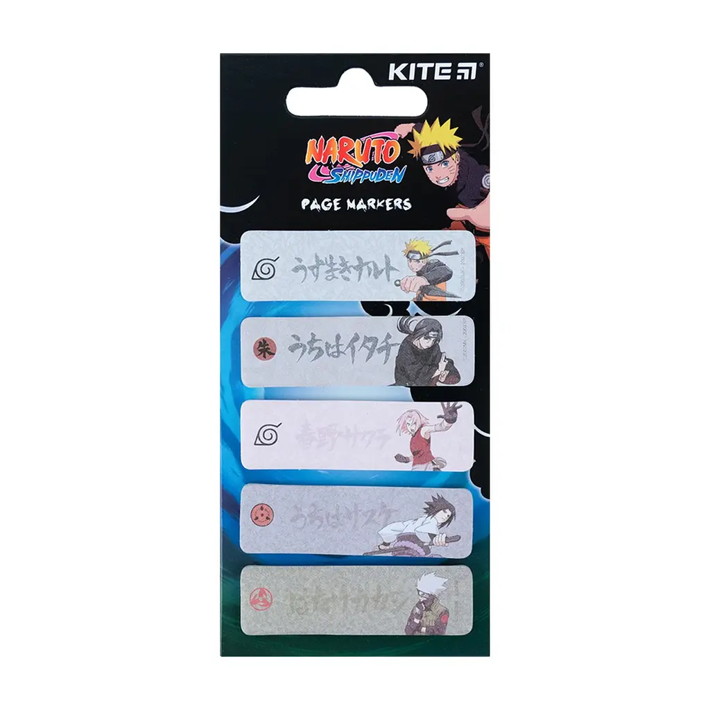 Стікер-закладка Kite паперова з малюнком Naruto 100 шт, 5х20 шт (NR23-480)