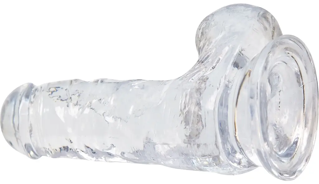 Прозорий фалоімітатор з присоскою Addiction Crystal Clear Dildo with Balls 6, 10.1х3.8 см - фото 3