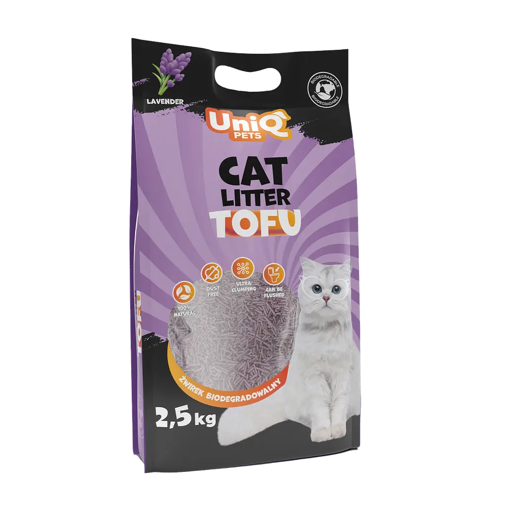 Біорозкладний наповнювач для котячих туалетів UniQ PETS Cat Litter Tofu Lavender 2.5 кг