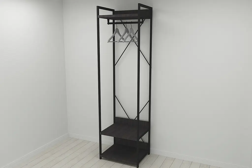 Шафа Гардероб Уні секція 1 серії Конект Ferrum-decor 220x60x50см Чорний метал ДСП Венге Магія 32 мм (FRD-104500) - фото 6