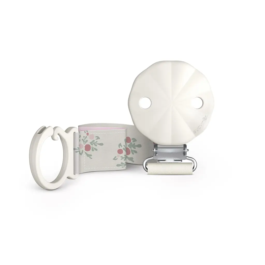 Кліпса для пустушки із тканинною стрічкою "Poetry" біла з малюнком - фото 2