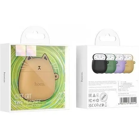 Навушники бездротові Hoco Cat True Wireless Stereo Headset EW45 коричневі 6931474789242 - фото 8