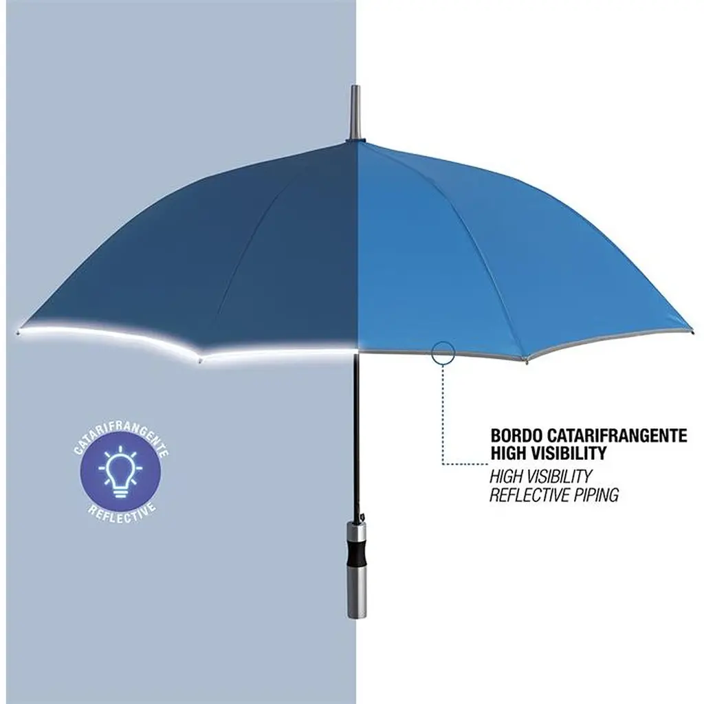 Зонтик-трость Perletti Reflecting с системой антивитер синий (P96014-05) - фото 2