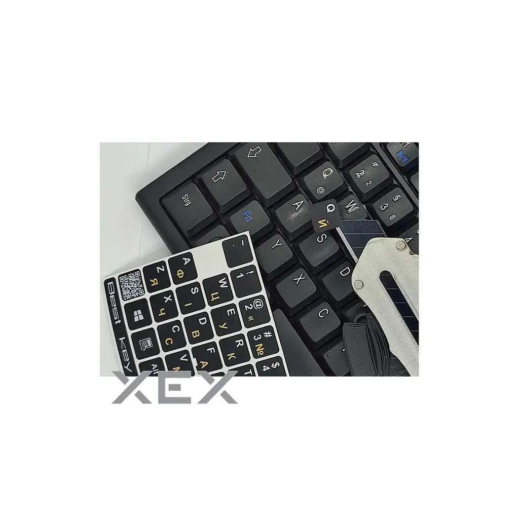 Наклейка на клавіатуру BestKey непрозора чорна, 76, жовтий (BKU13YEL/012) - фото 2