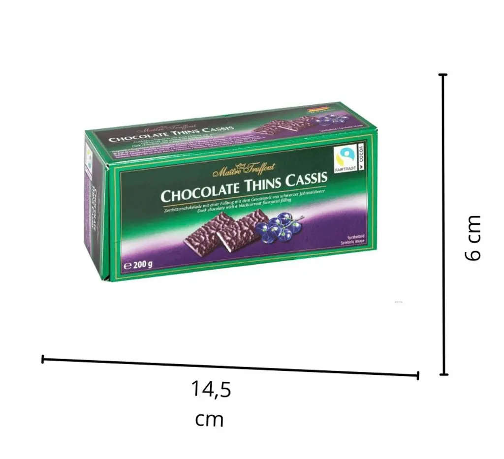 Шоколадні цукерки Maitre Truffout Chocolate Thins Cassis 200г - фото 3
