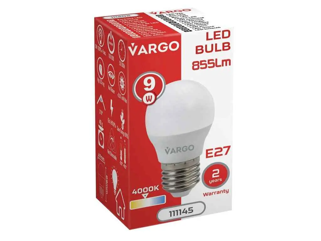 Лампа світлодіодна VARGO 9W E27 G45 4000K 220V (V-111145) - фото 2