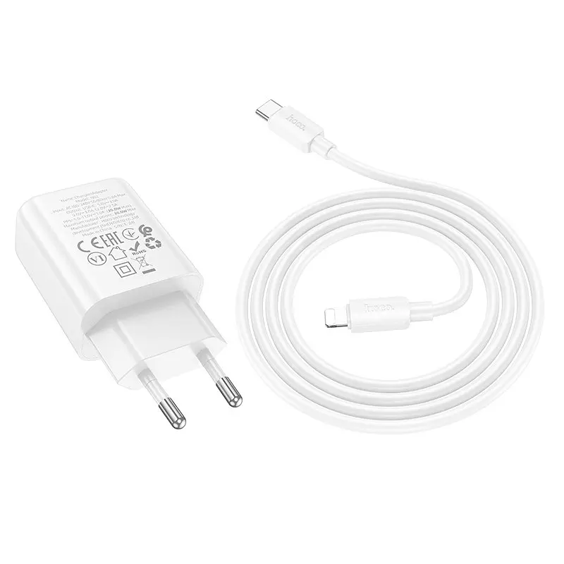 МЗП Hoco N62 Gentle PD30W (1USB-C) + кабель Type-C to Lightning White - фото 3