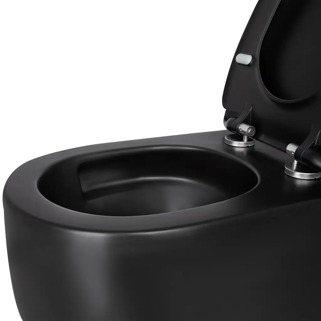 Унитаз подвесной Qtap Taurus безободковый с сиденьем Soft-close QT2433084EUQMB, Черный матовый - фото 8