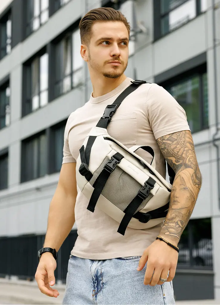 Чоловіча сумка бананка Sambag Dynamicdart сіра 38 × 21 × 7 см (80411030m) - фото 3