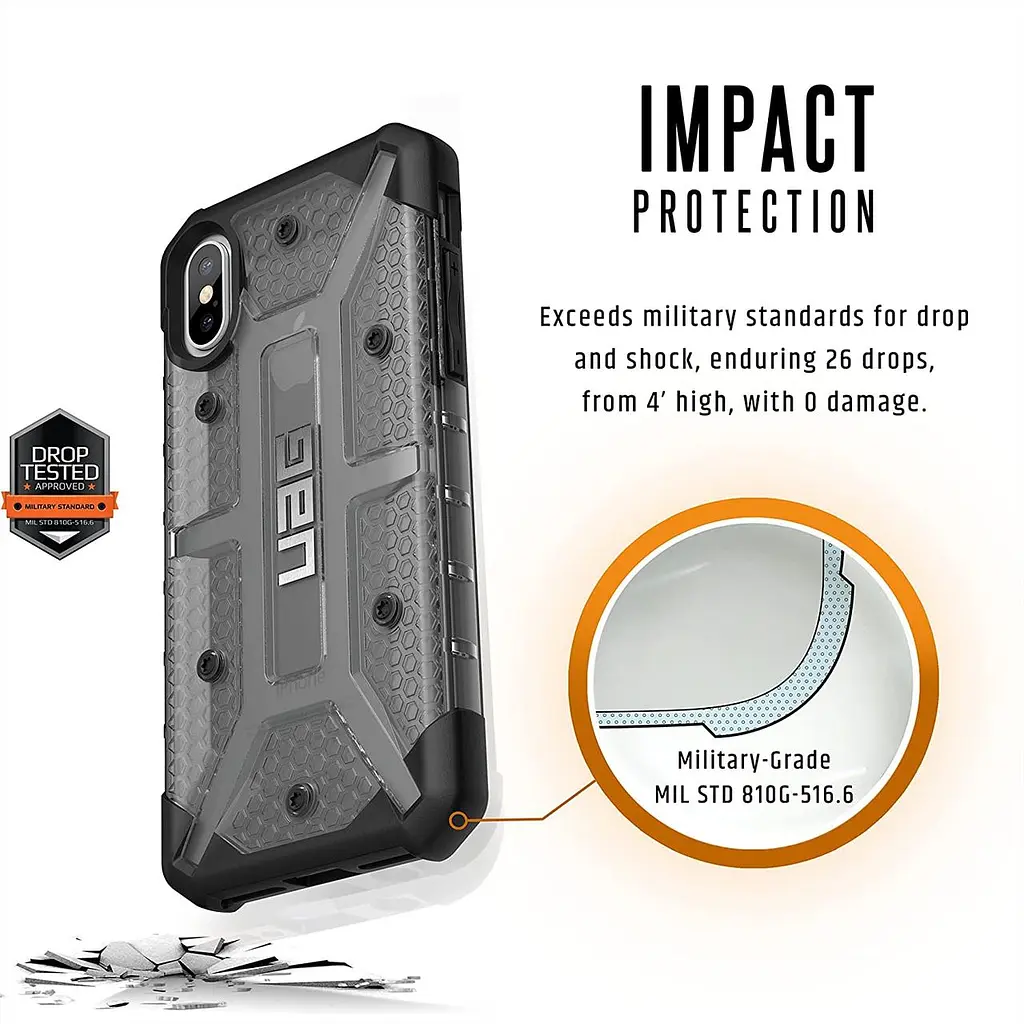 Чохол прозорий протиударний UAG Plasma (Original) IPHX-L-AS для iPhone X/XS (5.8") Ash - фото 8