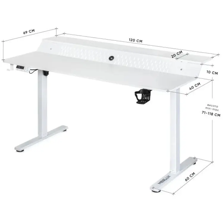 Стіл з електрорегулюванням висоти Mealux PowerDesk Extra White (EVO-262 W/W) - фото 2
