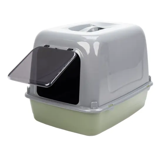 Закритий туалет для котів Ferplast Clear Cat 10 фісташково-сірий 47x36x35 см 72064099 - фото 2