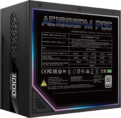 Блок живлення Gigabyte GP-AE1000PM PG5 1000W 80+ Platinum - фото 5