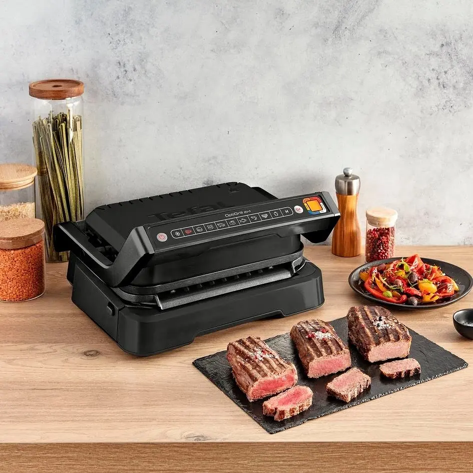 Гриль Tefal прижимной OptiGrill 2 в 1 Black 2100Вт съемные пластины металл черный (GC772830) - фото 3