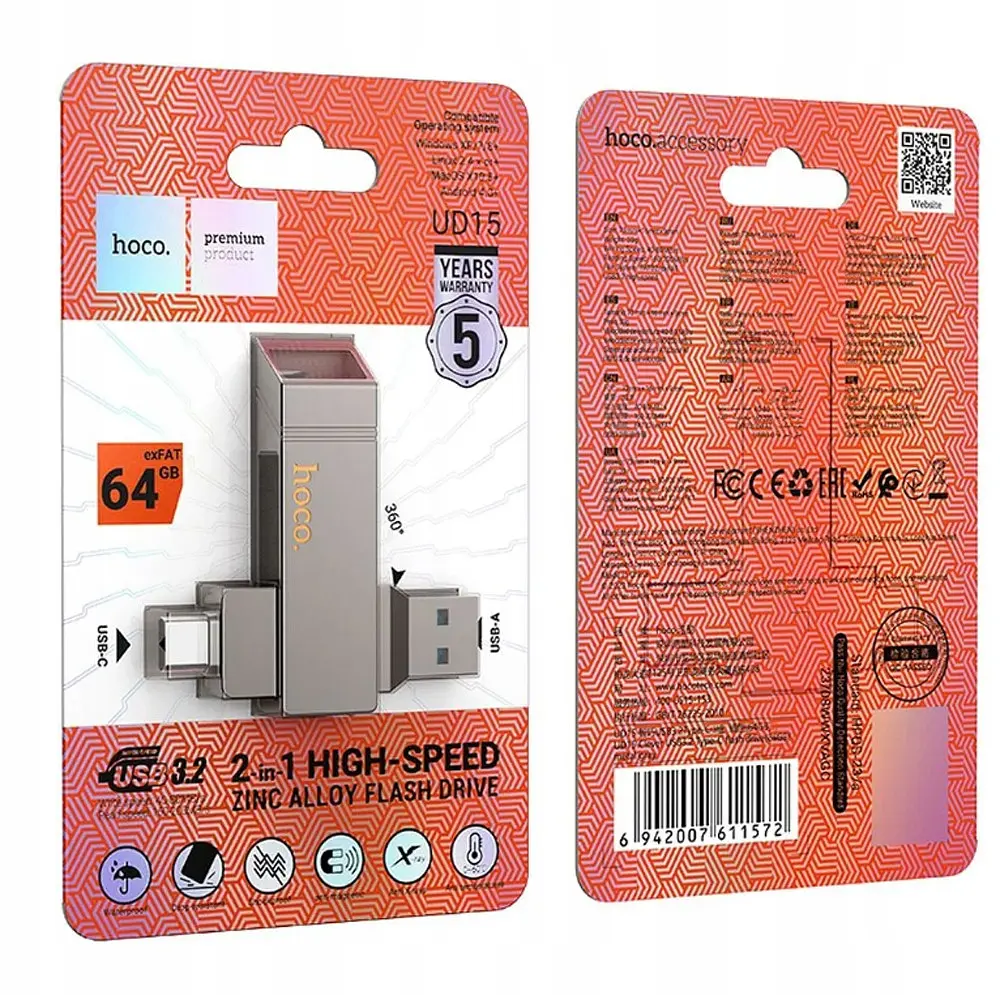 Флеш-накопичувач Hoco UD15 Clever USB3.2 Type-C flash drive(64GB) - фото 2