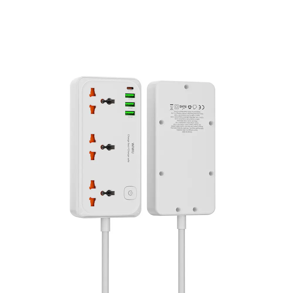 Мережевий подовжувач WIWU 30W Cube Multiple Function GaN Power Strip 1C3A+3 sockets Wi-S005 EU White (6977703654196) - фото 5