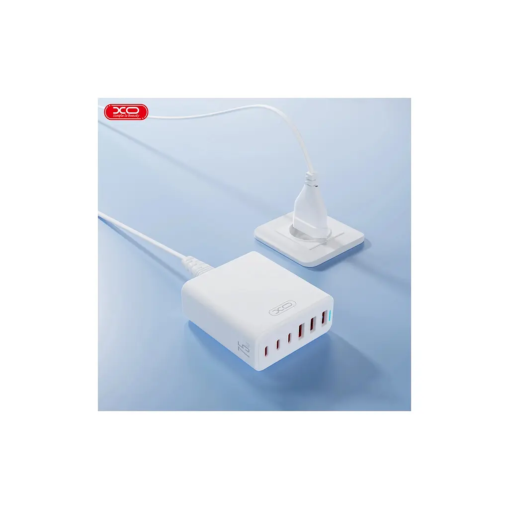 Зарядний пристрій XO L133 3xUSB-A + 3xUSB-C 75 Вт білий (L133.white) - фото 3