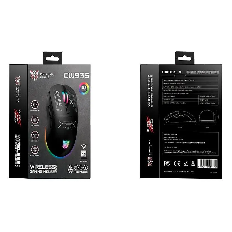 Миша Onikuma Tri Mode RGB gaming mouse CW935 |2.4G/BT/Type-C| - фото 2