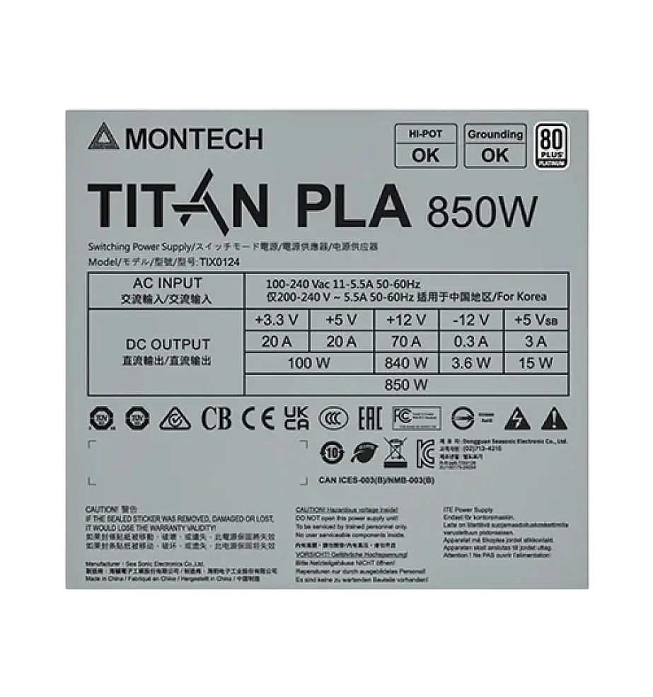 Блок живлення Montech Titan Pla 850W 80+ Platinum - фото 5