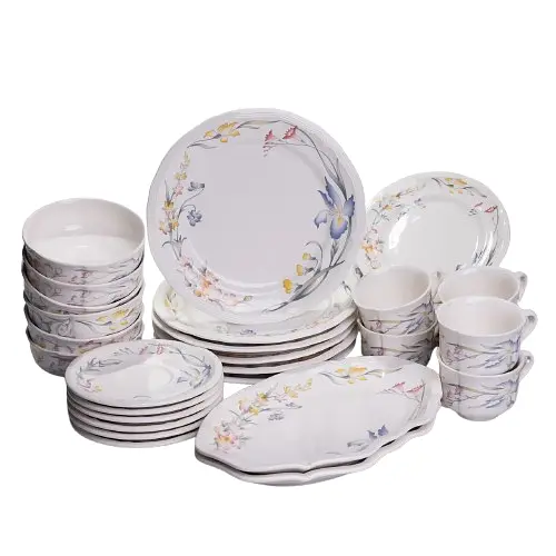 Столовый набор посуды тарелок и чашек 32 предмета на 6 персон Villeroy фарфоровый Yiwu YY78-8A - фото 2