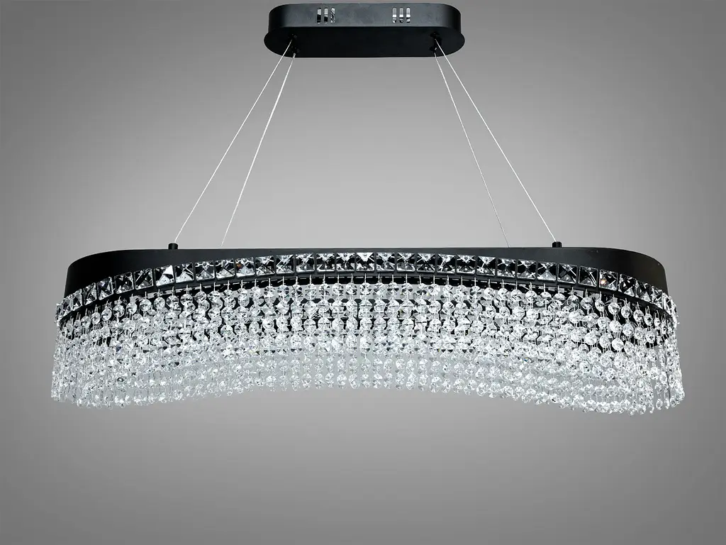 Підвісна кришталева люстра LED чорна 78 Вт овал - фото 4