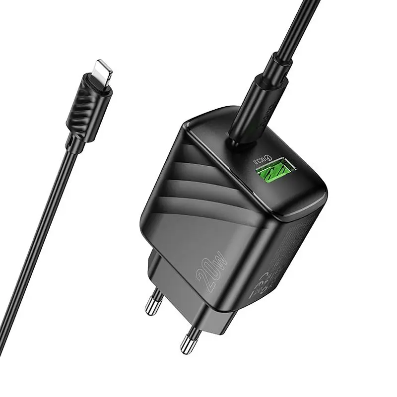 МЗП Hoco CS25A Rico PD20W+QC3.0 (1USB-A/1C) + кабель Type-C to Lightning Black - фото 5