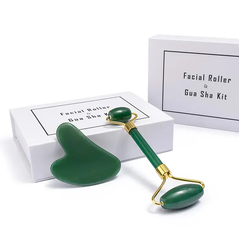 Набір для обличчя із зеленого нефриту: роликовий масажер і скребок Гуаша Reclaire cosmetics - фото 2