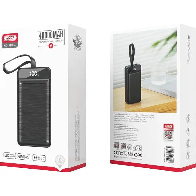 Зовнішній акумулятор XO PR157 40000mAh 22.5W Black [120552] - фото 4