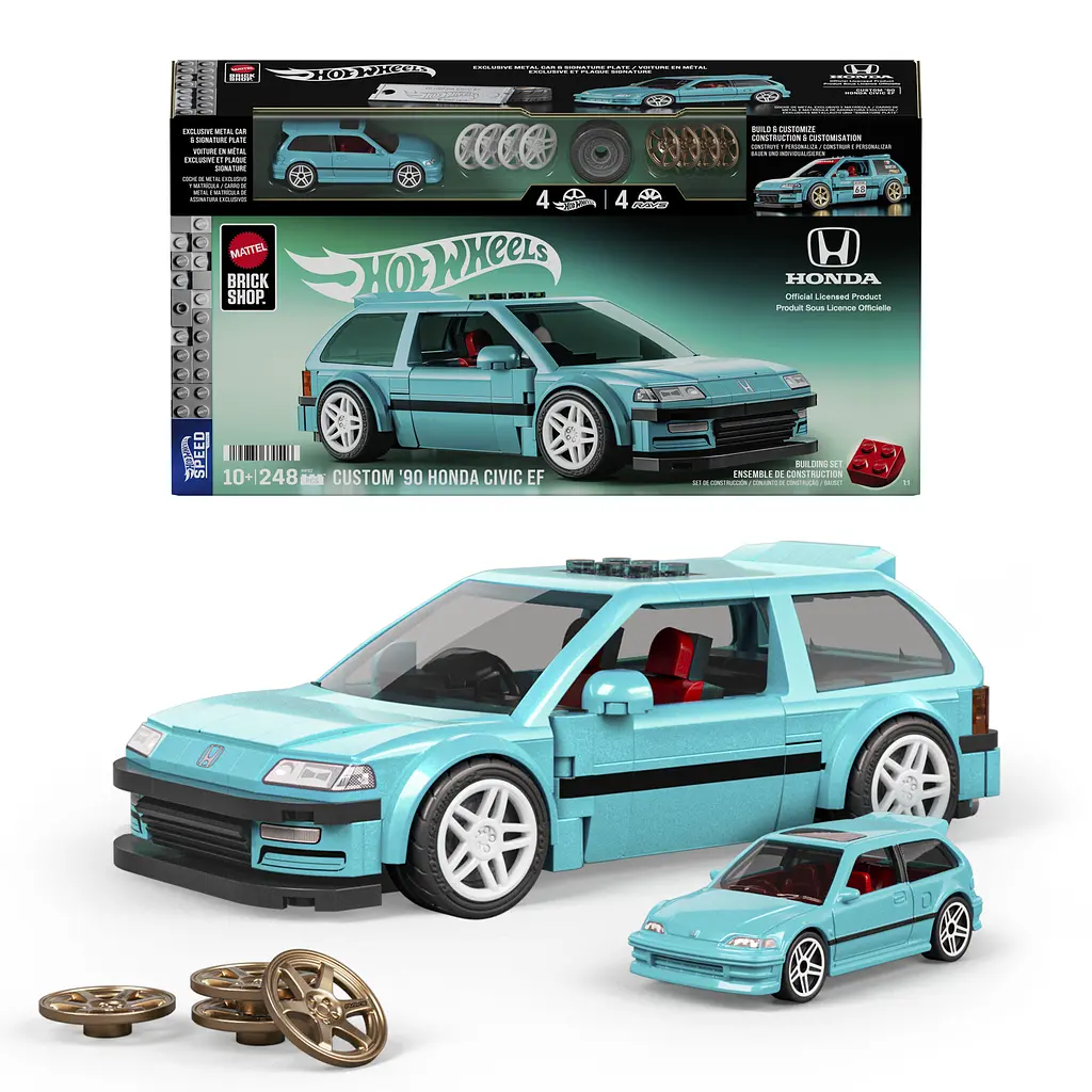 Колекційна машинка-конструктор Hot Wheels Mattel Brick Shop Speed Honda Custom 90 Civic EF (JHF62) - фото 6